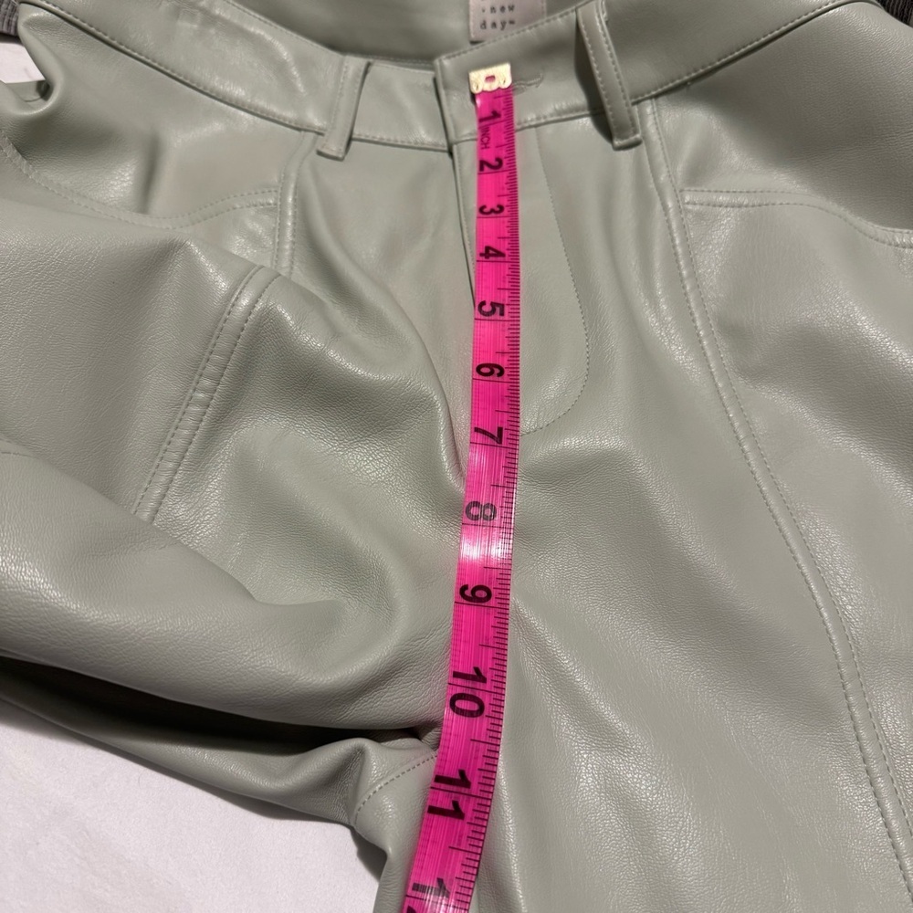a new day Vegan Leather Green Trousers with Front Pleats - Picture 8 of 10